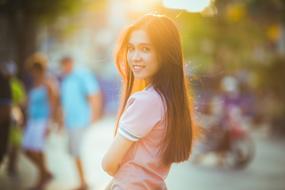 beautiful asian girl outdoors in summer