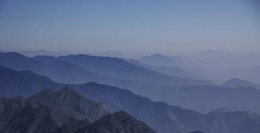 Beautiful landscape of the mountains in mist, in Nepal, in the morning