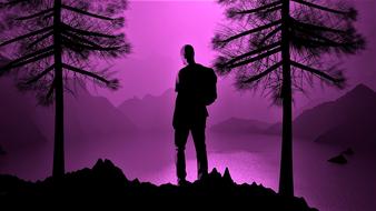 digital art of purple man at nature