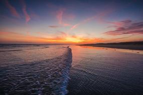 sea wave on the beach during sunset