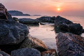 sharp stones on the coast on long island