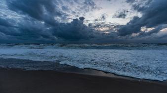 Beach of North Sea at sunset