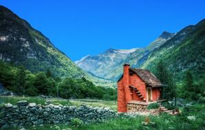 Landscape of Cabin in Nature