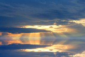 Beautiful waterscape with reflections, at colorful and beautiful sunset with clouds