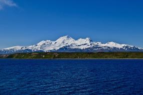 Mountain and Blue Calm Sea