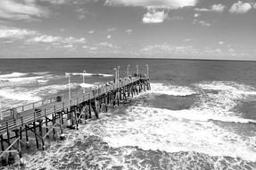 Fishing Pier in Florida in black and white background