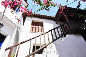 white facade of a house on skiathos island, Greece