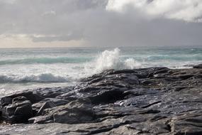 stone slabs, wave, surf