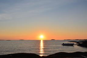 Sunset Sea Boat