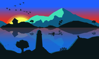 nature sunset country drawing