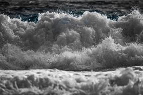 splashing ocean waves close up