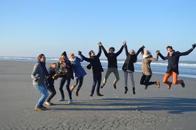 Jumping Group on Beach