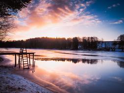 winter twilight over the lake