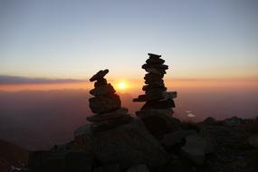 stone silhouettes in switzerland mountains