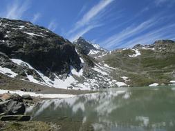 reflection of a mountain slope in a lake