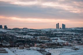 panoramic view of the city in winter