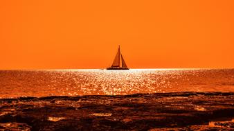 Boat at Sunset Sunlight