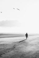 girl walking on the seaside