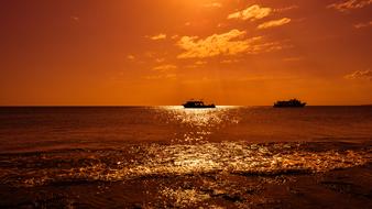 red Boats Sunset