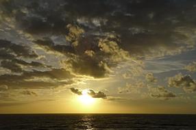 Clouded Sky and North Sea at Sunset