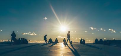 people Silhouettes shadows at Sunset