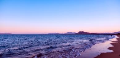 Sea Ocean Water at purple dawn