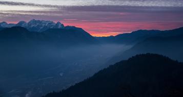 dramatic sunset over mountains