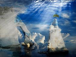 white rocks underwater, Digital art, Fantasy