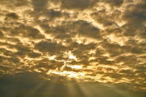sun, rays, clouds
