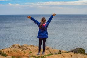 Girl Kid on Sea coast