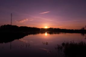 River pink Sunset Landscape