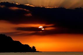 orange twilight in dark clouds