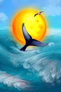 horizon wal sun sea blue yellow