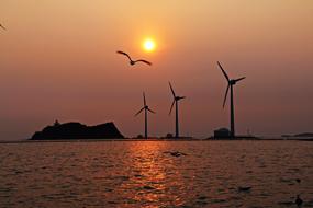 Sunset Wind Windmill In The