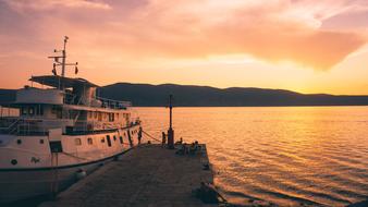 Afterglow sea port landscape