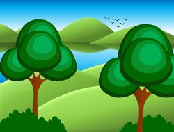 cartoon background trees sky