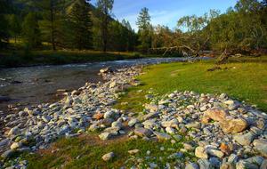 River Evening Rocks On The Shore