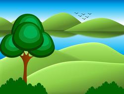 cartoon background trees sky