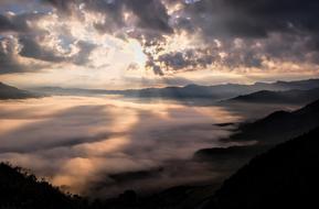 Clouds enveloping the mountains