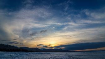 landscape of blue Sunset Lake Clouds