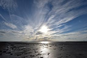 beach and cirrus clouds