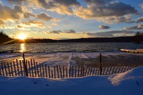 Lake Beach nature at Sunset