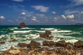 Rocky Coast Waves Sea