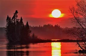 bright red Sunset Landscape