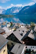 the roofs of the houses of a small mountain town