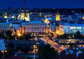 Prague Panorama Night Photograph
