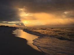 the evening ocean under the rays of the sun