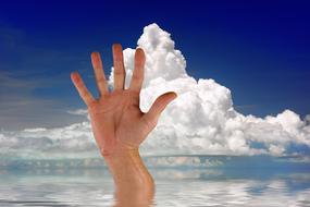 hand in sea water