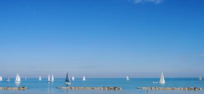 landscape of sailing boats at summer