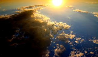 Sunset Birds Cloud